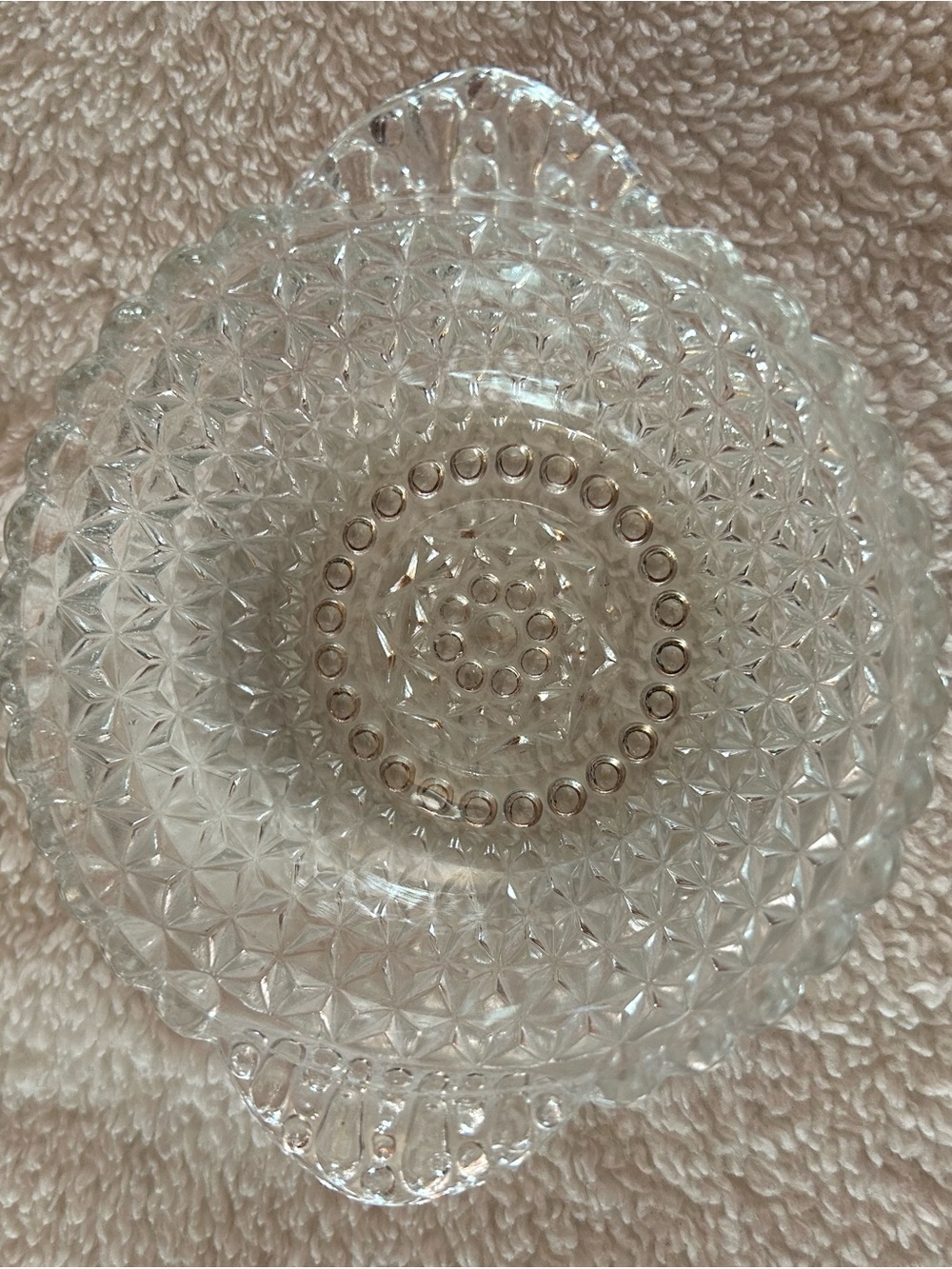 Vintage Pressed Glass Serving Bowl - Clear Star Pattern